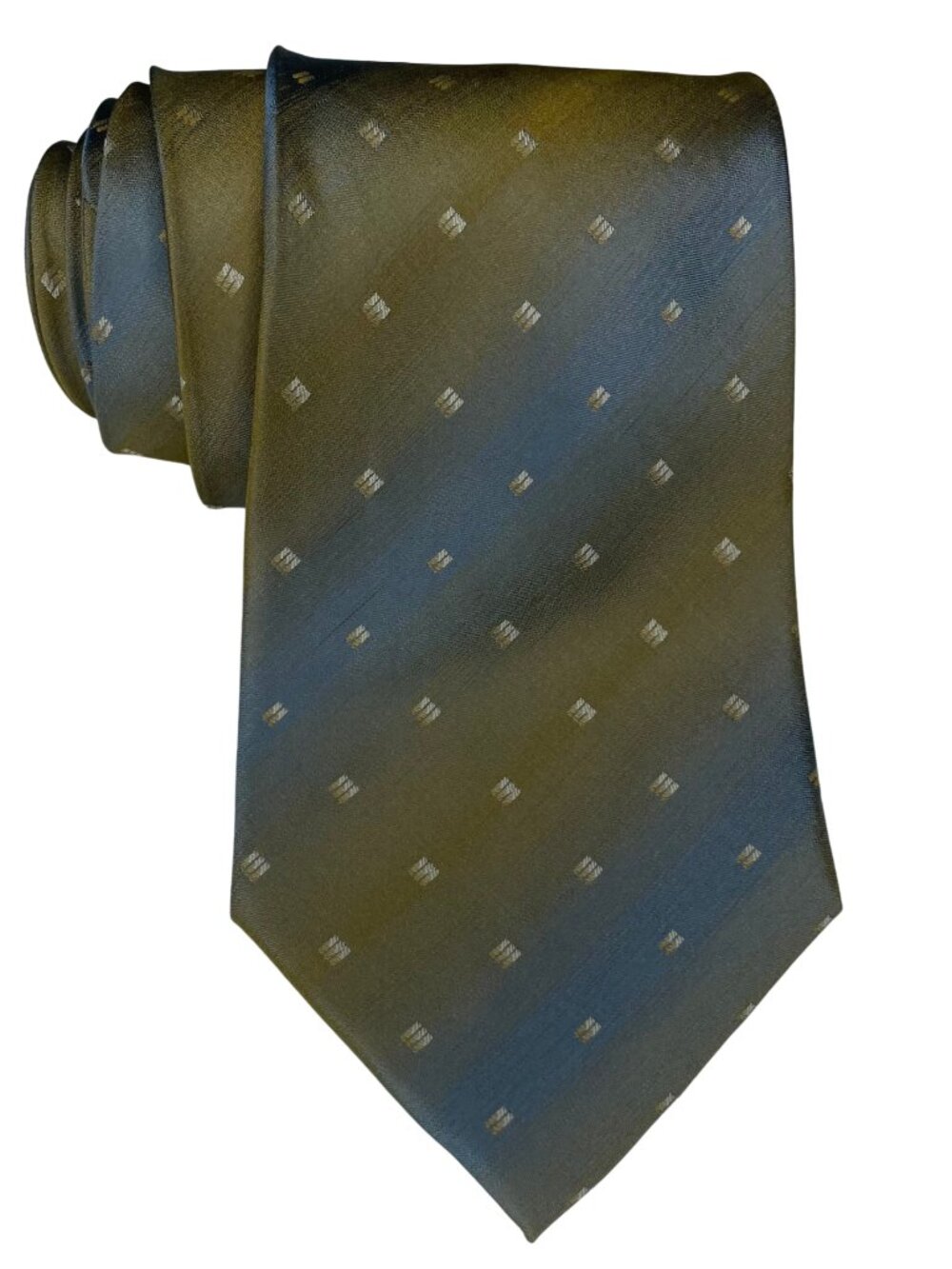 Siena Collezione Vintage Silk Tie Mustard Blue Gold Geometric Office Siren Retro